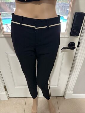 Vince Black Cropped Chinos with White Contrast Piping
